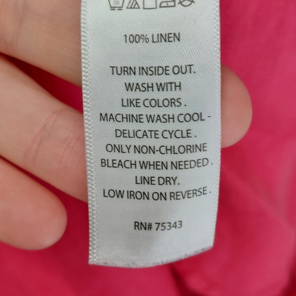 Jones New York Pink 100% Linen 1/4 Zip Pockets 3/4 Sleeve Top Tunic P4528 - Picture 6 of 7